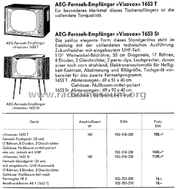 Visavox 1653T; AEG Radios Allg. (ID = 1425920) Television