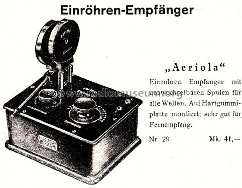 Einröhren-Empfänger Nr. 29; Aeriola Ges.m.b.H.; (ID = 2790355) Radio