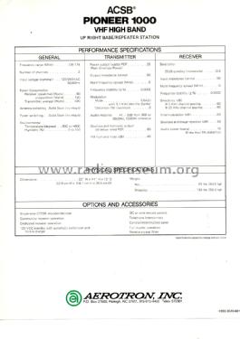 ACSB Base/Repeater Station VHF Up Right Base/Repeater Pioneer 1000; Aeronautical (ID = 3039176) Commercial TRX