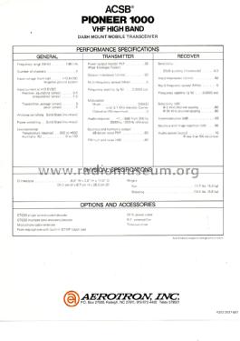 Mobile VHF Transceiver ACSB Pioneer 1000; Aeronautical (ID = 3038838) Commercial TRX