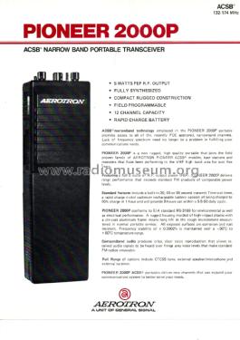 ACSB VHF Portable Transceiver Pioneer 2000P; Aeronautical (ID = 3038834) Commercial TRX