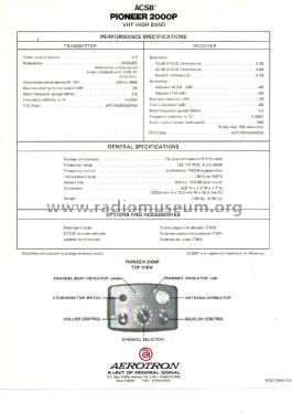 ACSB VHF Portable Transceiver Pioneer 2000P; Aeronautical (ID = 3038836) Commercial TRX