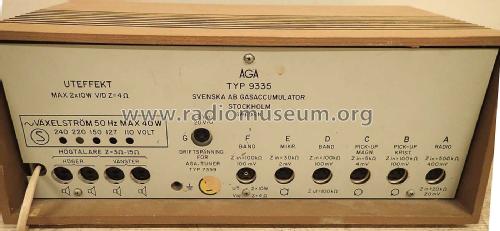 Stereoförstärkare 9335; AGA and Aga-Baltic (ID = 2602647) Ampl/Mixer