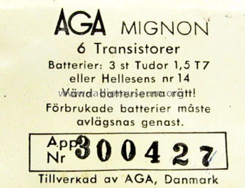 Mignon 6 Transistor ; AGA and Aga-Baltic (ID = 1139236) Radio