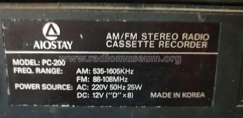 AM/FM 2 Band Stereo Component System PC-200; Aiostay Brand; (ID = 3090908) Radio