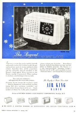 4706 'Regent' Ch= 467; Air King Products Co (ID = 1169375) Radio