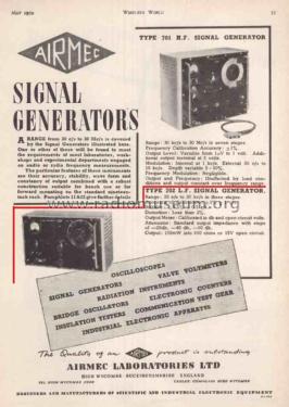 L.F. Signal Generator 702; Airmec Ltd.; (ID = 3088985) Equipment