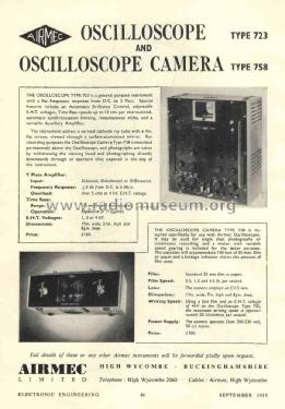 Oscilloscope Camera 758; Airmec Ltd.; (ID = 3018623) Equipment