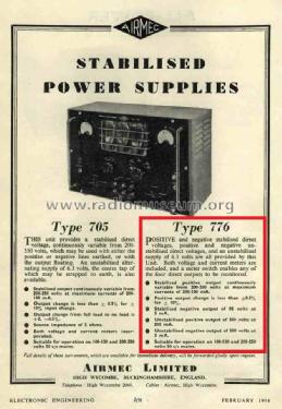 Stabilised Power Supply 776; Airmec Ltd.; (ID = 3016189) Strom-V