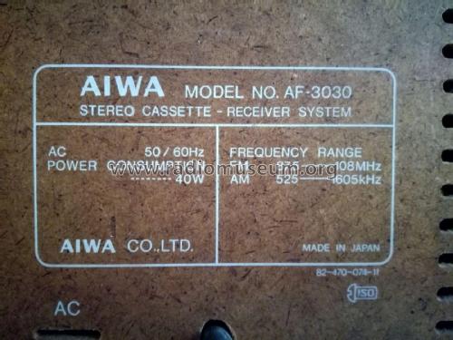 AM/FM Stereo Cassette Receiver AF-3030C; Aiwa Co. Ltd.; Tokyo (ID = 2888606) Radio