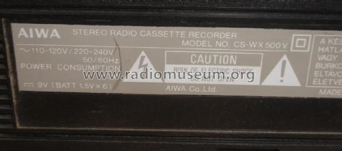 Stereo Radio Cassette Recorder CS-WX 500V; Aiwa Co. Ltd.; Tokyo (ID = 2842792) Radio