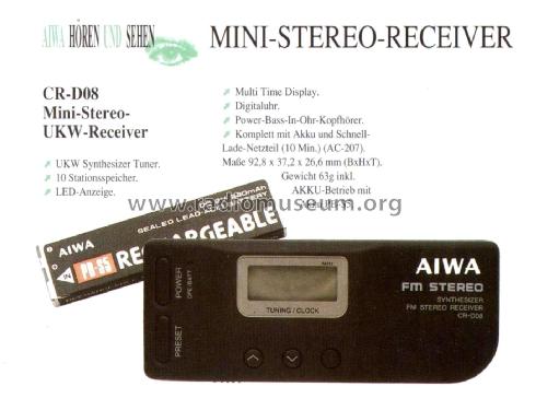 FM Stereo Receiver CR-D08; Aiwa Co. Ltd.; Tokyo (ID = 3029194) Radio