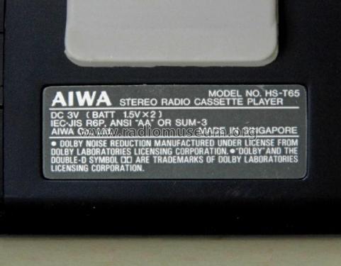 Stereo Radio Cassette Player HS-T65; Aiwa Co. Ltd.; Tokyo (ID = 2281693) Radio