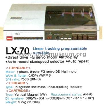 Linear Tracking Programmable Turntable LX-70; Aiwa Co. Ltd.; Tokyo (ID = 2847233) R-Player