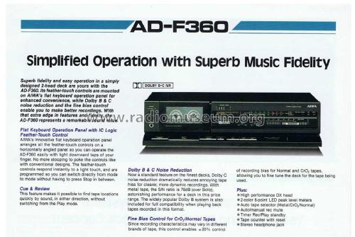 Stereo Cassette Deck AD-F360; Aiwa Co. Ltd.; Tokyo (ID = 1858631) R-Player