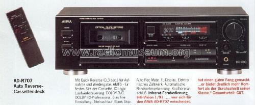 Stereo Cassette Deck AD-R707; Aiwa Co. Ltd.; Tokyo (ID = 580797) R-Player