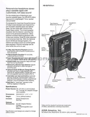 Stereo Cassette Player HS-G570; Aiwa Co. Ltd.; Tokyo (ID = 1951844) R-Player