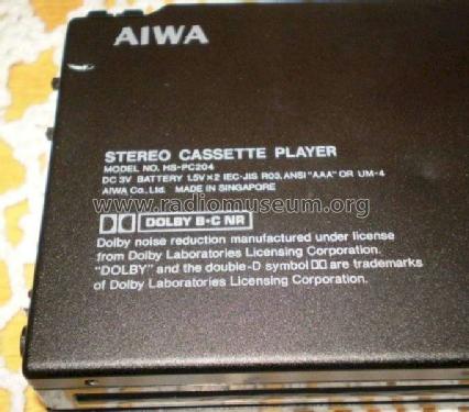 Stereo Cassette Player HS-PC204; Aiwa Co. Ltd.; Tokyo (ID = 1174105) R-Player