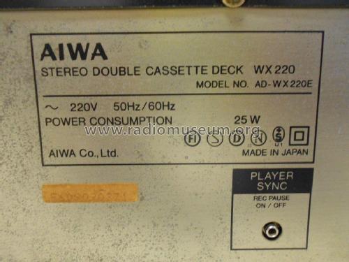 Stereo Double Cassette Deck AD-WX220; Aiwa Co. Ltd.; Tokyo (ID = 2274604) R-Player