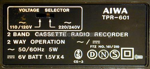 Cassette Radio Recorder TPR-601; Aiwa Co. Ltd.; Tokyo (ID = 2210386) Radio