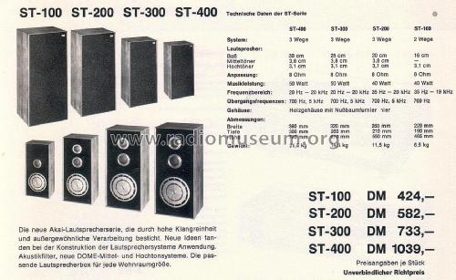 2 Way Speaker System ST-100; Akai Electric Co., (ID = 2807062) Speaker-P