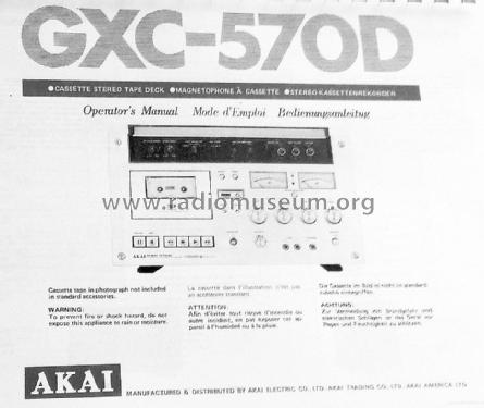 Cassette Stereo Tape Deck GXC-570 D; Akai Electric Co., (ID = 1728244) R-Player