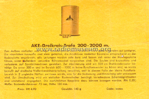 AKE Dreikreis-Transformator 200-2000 m; Hofmann & Co., AKE; (ID = 2508831) mod-past25