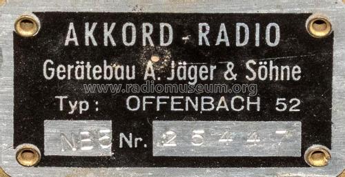 Offenbach 52 NB 5; Akkord-Radio + (ID = 3111604) Radio