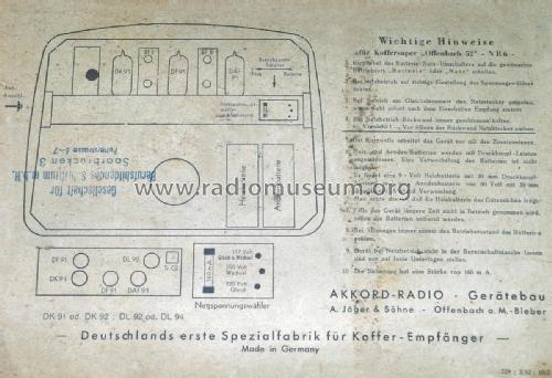 Offenbach 52NB6; Akkord-Radio + (ID = 2614144) Radio