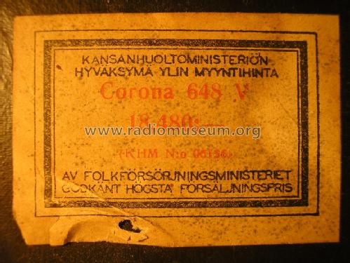 Corona 648V; Akkumalaattori (ID = 1026243) Radio