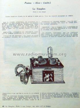 poste à une lampe Le Simplex; Alco-Radio, André (ID = 2380223) Radio