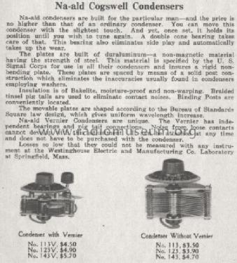 Na-ald Cogswell Condensers ; Alden-Napier (ID = 1034225) Radio part