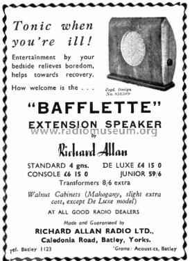 Bafflette C875; Allan, Richard Radio (ID = 2918672) Speaker-P