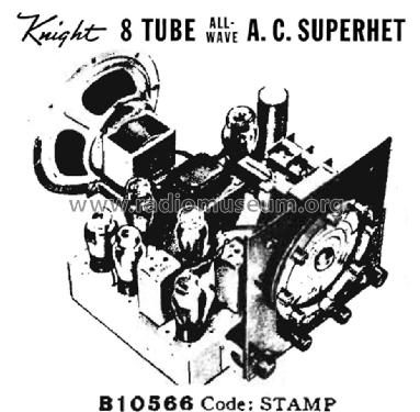 Knight 8 Tube AC Superhet B-10566 Code: Stamp; Allied Radio Corp. (ID = 1442949) Radio