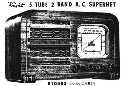 Knight 5 Tube AC Superhet B-10563 Code: Cabin; Allied Radio Corp. (ID = 1436201) Radio