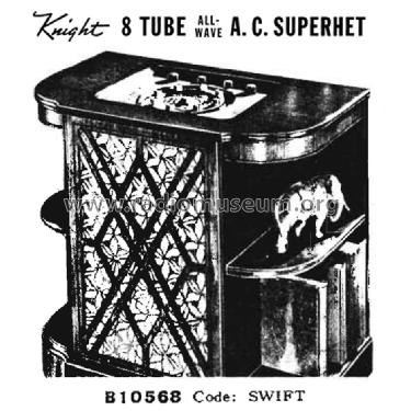 Knight 8 Tube AC Superhet B-10568 Code: Swift; Allied Radio Corp. (ID = 1443289) Radio