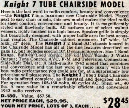 Knight D-180 Chairside Model; Allied Radio Corp. (ID = 668340) Radio