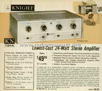 Knight Stereo Amplifier KN 724A; Allied Radio Corp. (ID = 2796716) Ampl/Mixer