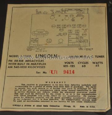 L-124M; Lincoln Radio (ID = 745453) Radio