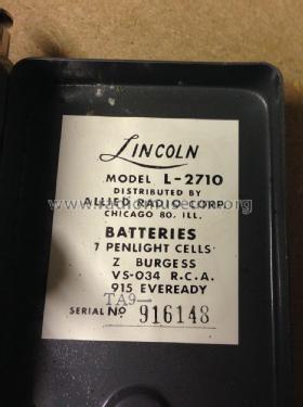 Lincoln Transceiver 9 Transistor - Walkie-Talkie L-2710; Allied Radio Corp. (ID = 1767347) Citizen