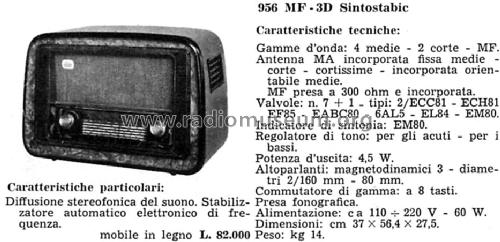 Sintostabic 956 MF-3D; Allocchio Bacchini (ID = 1112011) Radio