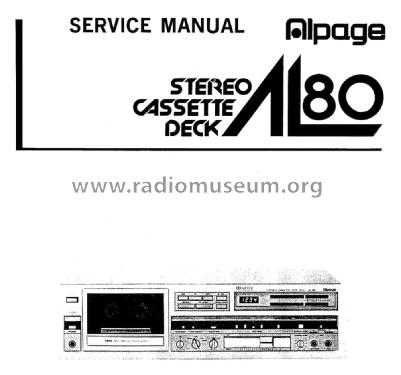 Alpage Stereo Cassette Tape Deck AL-80; Alpine Electronics, (ID = 1783482) Enrég.-R