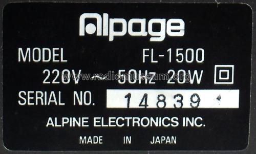 Alpage Stereo Cassette Tape Deck FL-1500; Alpine Electronics, (ID = 1431274) Ton-Bild