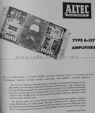 Amplifier A127A; Altec Lansing Corp.; (ID = 1997420) Ampl/Mixer