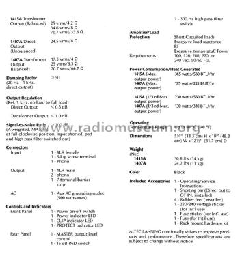 Monaural Power Amplifier 1415A; Altec Lansing Corp.; (ID = 1737561) Ampl/Mixer