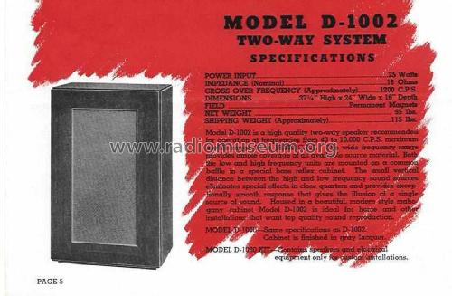 Two-Way Speaker System JBL D-1002; Lansing, James B. (ID = 1809319) Altavoz-Au