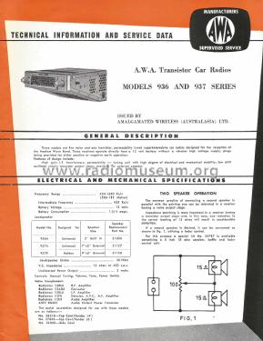 AWA Transistor 936A; Amalgamated Wireless (ID = 2542996) Car Radio