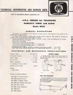 AWA Cruiser MF28; Amalgamated Wireless (ID = 1353438) Car Radio