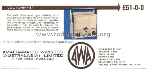 AWA VoltOhmyst 2A56074; Amalgamated Wireless (ID = 2311003) Equipment