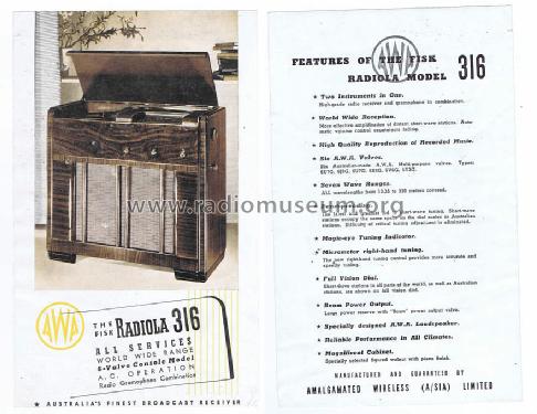 Radiola 316; Amalgamated Wireless (ID = 1268579) Radio